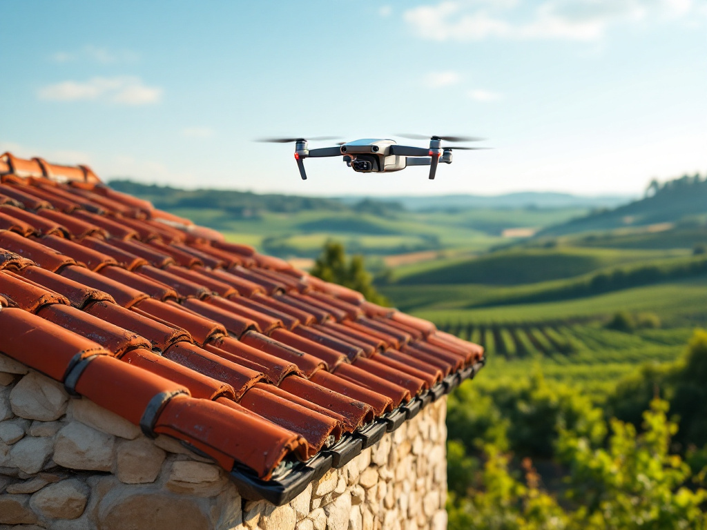 Inspection de toiture par drone à Castillon-la-Bataille
